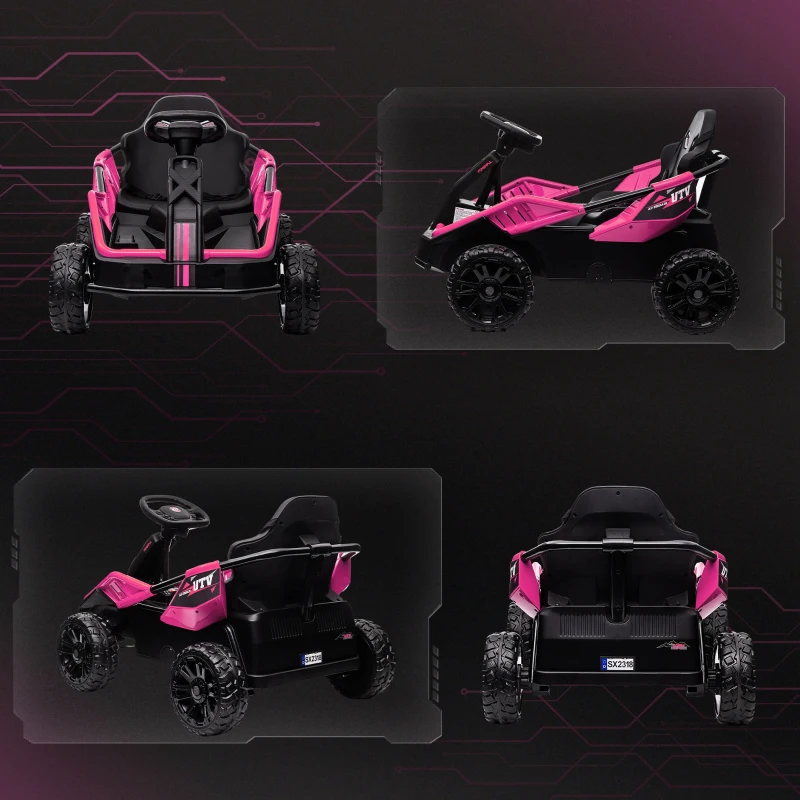 Qaba 24V Kids Electric Car Battery Powered Kids Ride on Car with Remote Control, Spring Suspension, Music, Pink