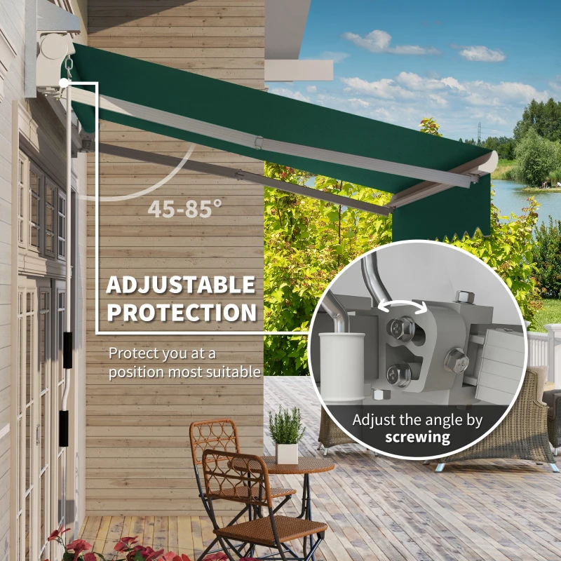 Outsunny 8'x7' Retractable Awning, Green - Sun Shade for Outdoor Patio, Easy Installation for Enhanced Comfort
