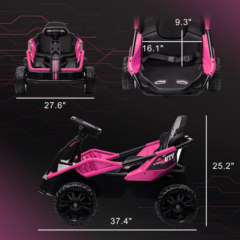 Qaba 24V Kids Electric Car Battery Powered Kids Ride on Car with Remote Control, Spring Suspension, Music, Pink