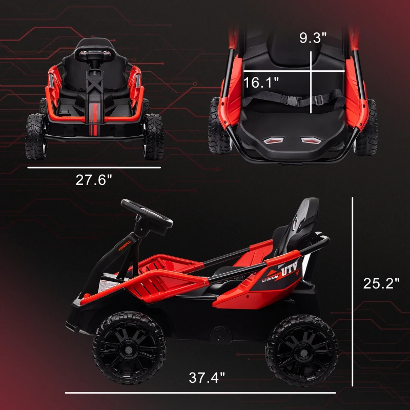 Qaba 24V Kids Electric Car Battery Powered Kids Ride on Car with Remote Control, Spring Suspension, Music, Red