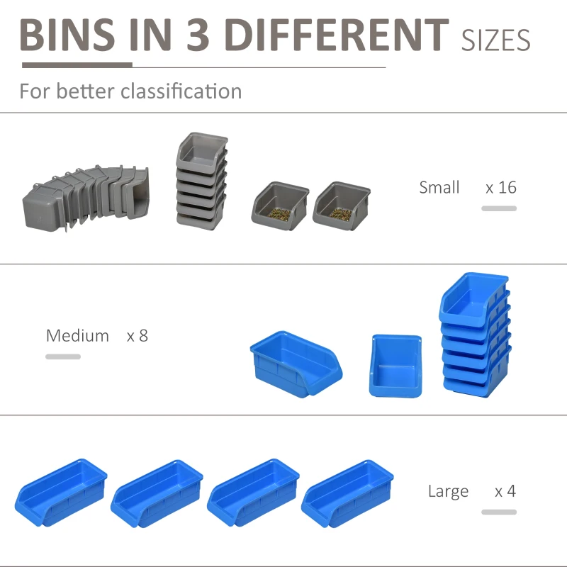 DURHAND 44-Piece Pegboard Tool Organizer Rack Kit, Wall Mounted with Storage Bins, Perfect for Garage & Workshop Organization, Blue