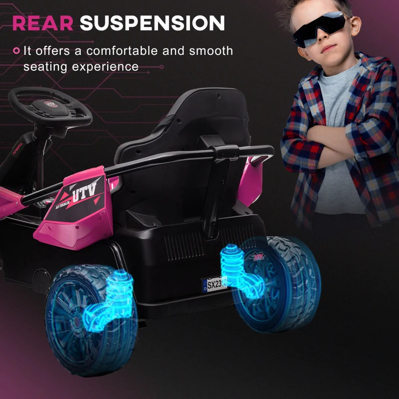 Qaba 24V Kids Electric Car Battery Powered Kids Ride on Car with Remote Control, Spring Suspension, Music, Pink