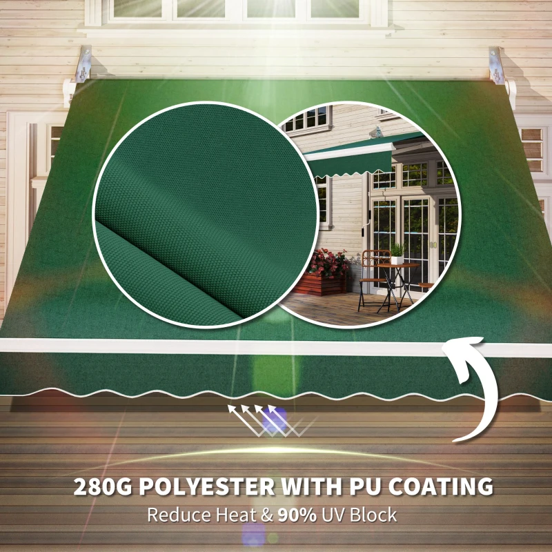 Outsunny 8'x7' Retractable Awning, Green - Sun Shade for Outdoor Patio, Easy Installation for Enhanced Comfort