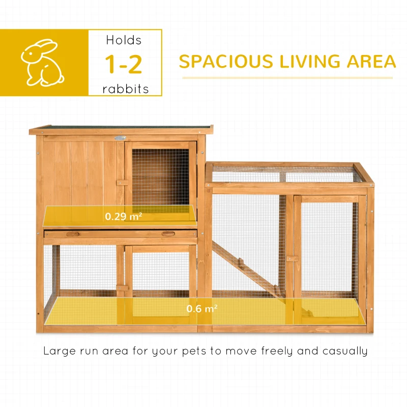 PawHut 55.5" Rabbit Hutch Outdoor, Large Chicken Coop Bunny Cage Indoor with Openable Roof, Slide-Out Tray, Ramp, for Rabbits and Small Animals, Orange