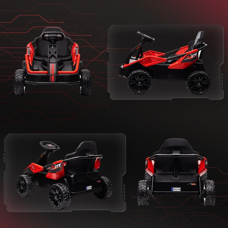 Qaba 24V Kids Electric Car Battery Powered Kids Ride on Car with Remote Control, Spring Suspension, Music, Red