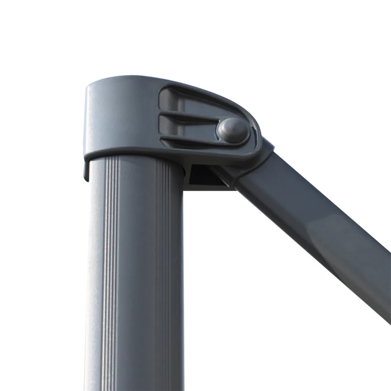 Outsunny Φ9.6' Round Patio Hanging Offset Umbrella Aluminum Outdoor Cantilever Crank Market Parasol Garden Sun Canopy Shelter 360° Rotation w/ Cross Base Grey