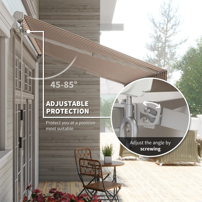 Outsunny 12' x 10' Retractable Awning Patio UV Resistant Fabric and Aluminum Frame for Deck, Balcony, Yard, Beige