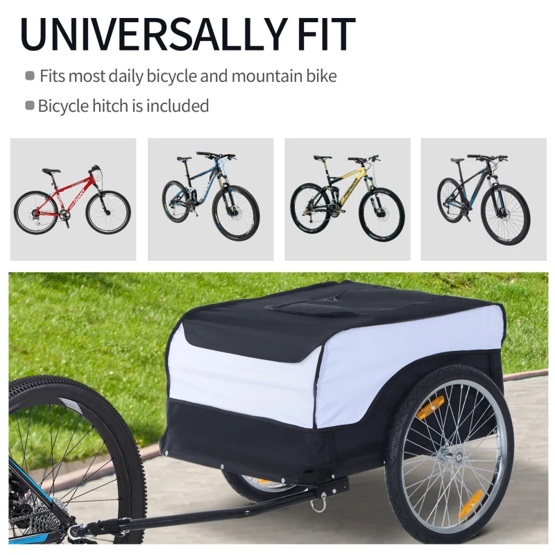HOMCOM  Bike Cargo Trailer Bicycle Luggage Carrier Cart with Cover White Black