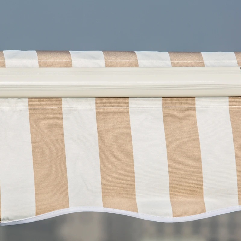 Outsunny 12' x 10' Retractable Awning Patio UV Resistant Fabric and Aluminum Frame for Deck, Balcony, Yard, Beige