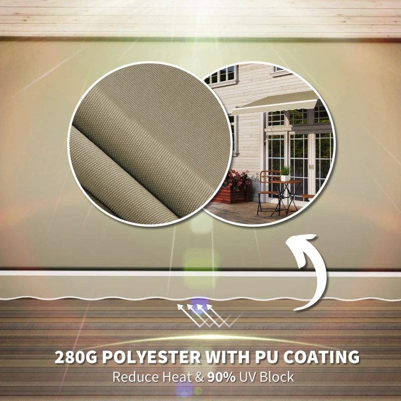 Outsunny 8' x 7' Patio Retractable Awning, Manual Exterior Sun Shade Deck Window Cover, Khaki