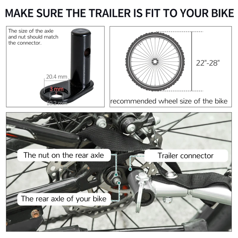 HOMCOM  Bike Cargo Trailer Bicycle Luggage Carrier Cart with Cover White Black