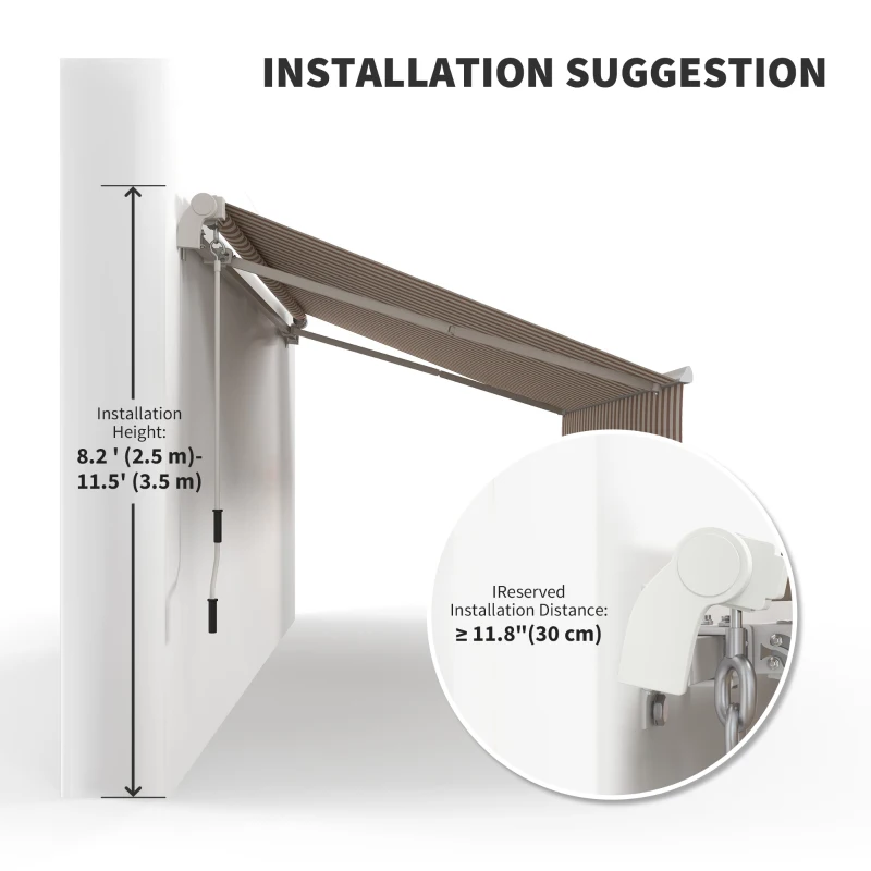 Outsunny 12' x 10' Retractable Awning Patio UV Resistant Fabric and Aluminum Frame for Deck, Balcony, Yard, Beige