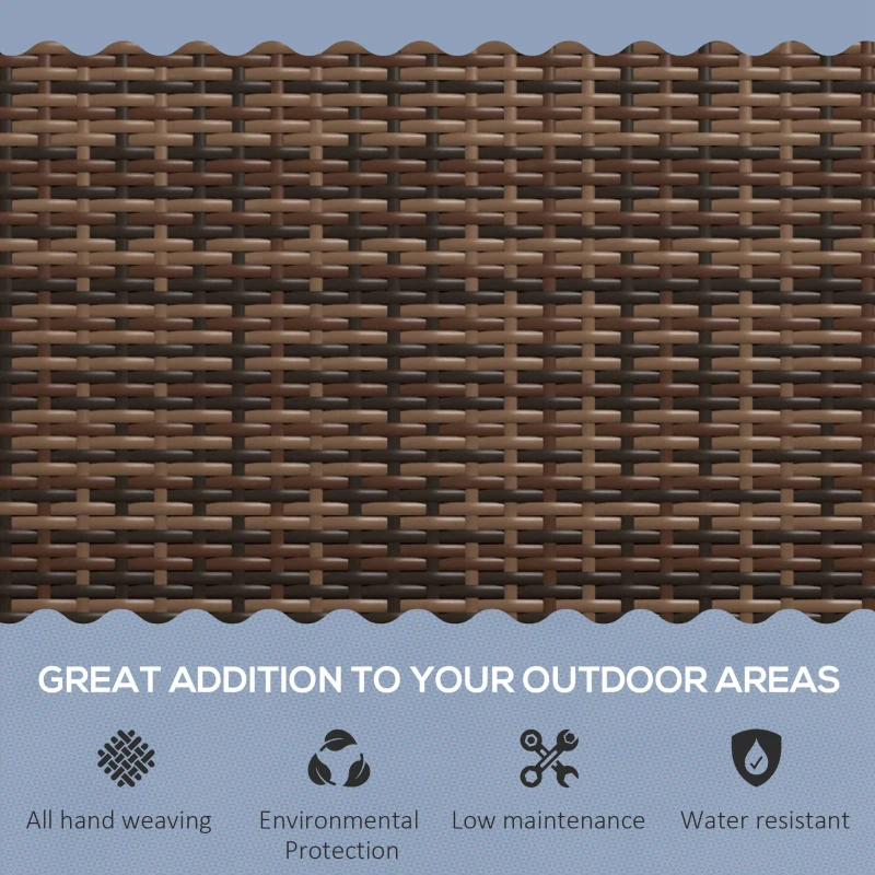 Outsunny Rattan Wicker Loveseat Garden Furniture Leisure Chair with Armrests Brown