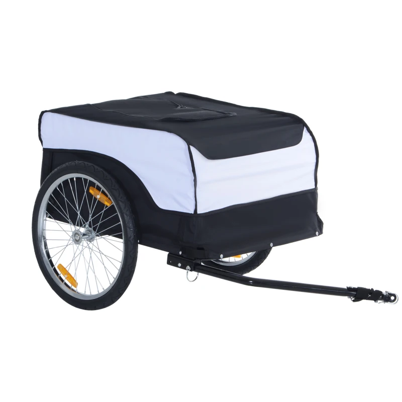 HOMCOM  Bike Cargo Trailer Bicycle Luggage Carrier Cart with Cover White Black