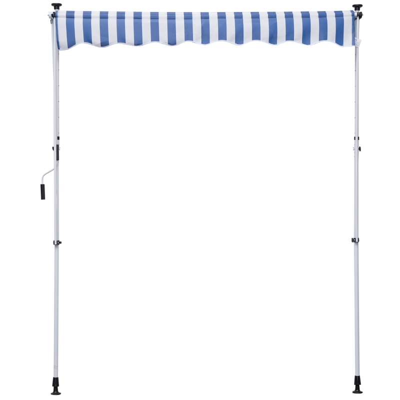 Outsunny 6.6'x5' Manual Retractable Patio Awning Window Door Sun Shade Deck Canopy Shelter Water Resistant UV Protector Blue