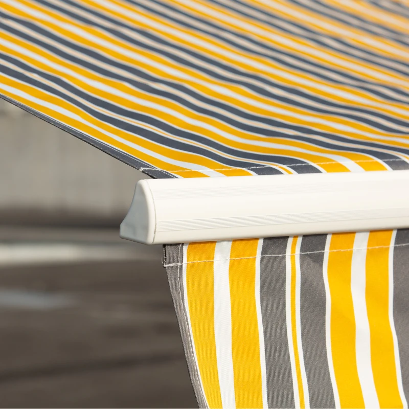 Outsunny 12' x 10' Retractable Awning Patio Sun Shade Shelter with Manual Crank Handle, UV & Water-Resistant Fabric and Aluminum Frame for Deck, Balcony, Yard, Yellow and Grey