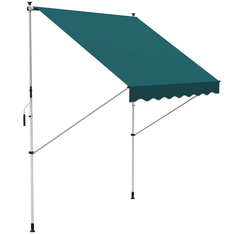 Outsunny 6.6'x5' Manual Retractable Patio Awning Window Door Sun Shade Deck Canopy Shelter Water Resistant UV Protector Green