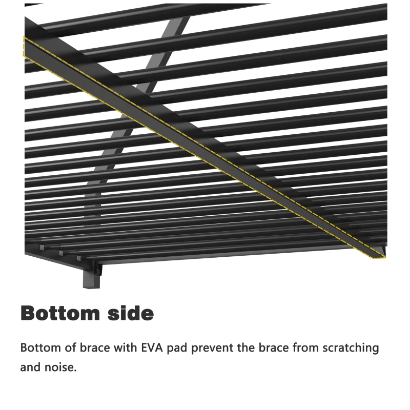 Full Over Full Metal Bunk Bed Frame with Guardrails, Easy Assembly, Noise-Free Design, and Exchangeable Ladder, 76.69" L x 55.91" W x 54.09" H, Black