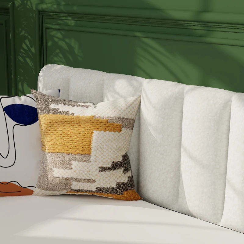 Flora Twin Size Upholstered Daybed Frame with 2 Drawers, Ribbed Tufted Backrest, Dust-Proof Drawers, Bentwood Slat System, Easy Assembly, Ivory