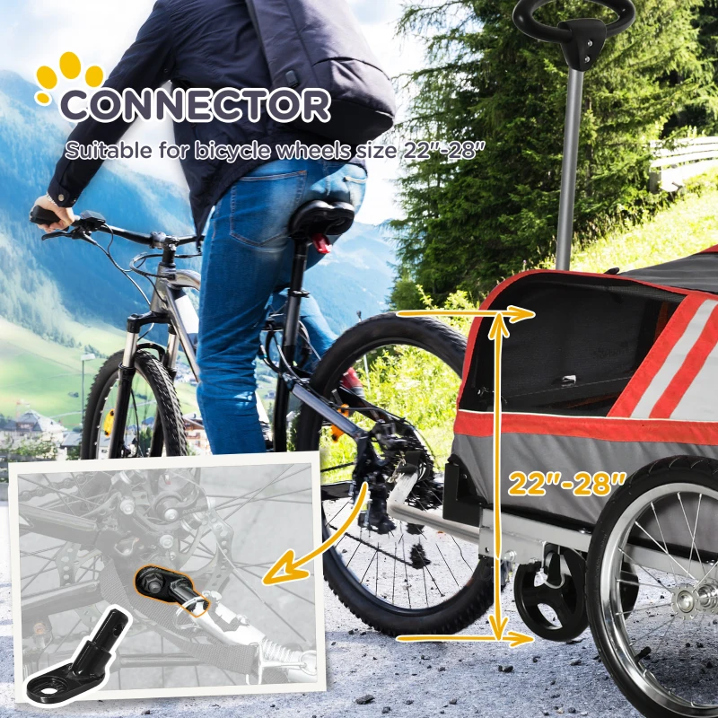 Aosom Dog Bike Trailer 2-in-1 Travel Dog Stroller, Bike Cargo Trailer, Small Pet Bicycle Cart Carrier with Universal Coupler, Safety Leash, and Easy Fold Design, Red