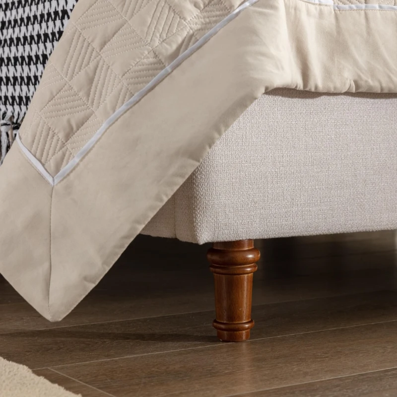 Harper Queen Size Upholstered Bed Frame with 54" Tall Headboard, No Box Spring Needed, Easy Assembly, Ivory