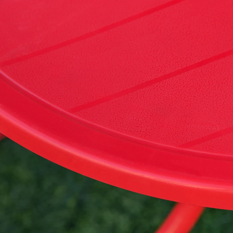 Outsunny Kids Folding Picnic Table and Chair Set Pattern Outdoor Garden Patio Backyard with Removable & Height Adjustable Sun Umbrella Red