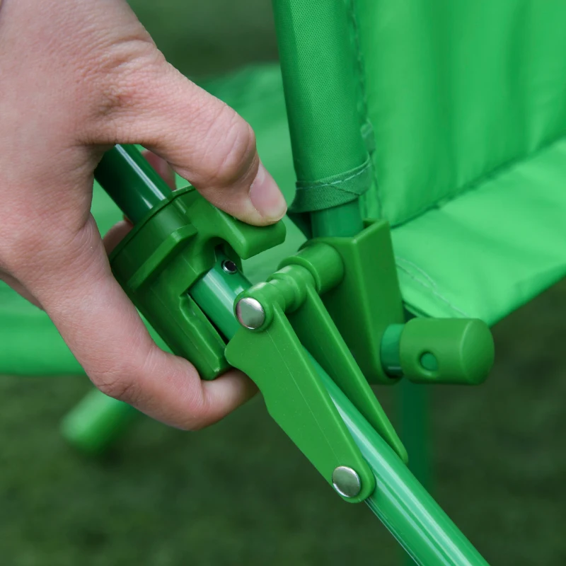 Outsunny Folding Kids Table and Chair Set, Picnic Table with Frog Pattern Removable & Height Adjustable Sun Umbrella for Garden, Backyard, Green