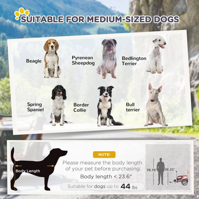 Aosom Dog Bike Trailer 2-in-1 Travel Dog Stroller, Bike Cargo Trailer, Small Pet Bicycle Cart Carrier with Universal Coupler, Safety Leash, and Easy Fold Design, Red