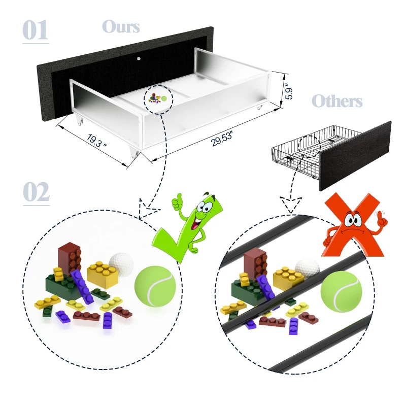 Anna Full Size Linen Upholstered Wingback Platform Bed Frame with 4 Storage Drawers, Modern Headboard, Wooden Slat Support, No Box Spring Needed, 79.3″ L x 57.5″ W x 39.0″ H, Gray