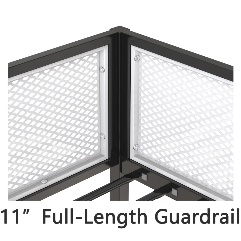 Twin Over Full Bunk Metal Bed Frame with Mesh Guard Rail, Adjustable Ladder, and Noise-Reducing EVA Pad, for Kids Bedrooms, Black