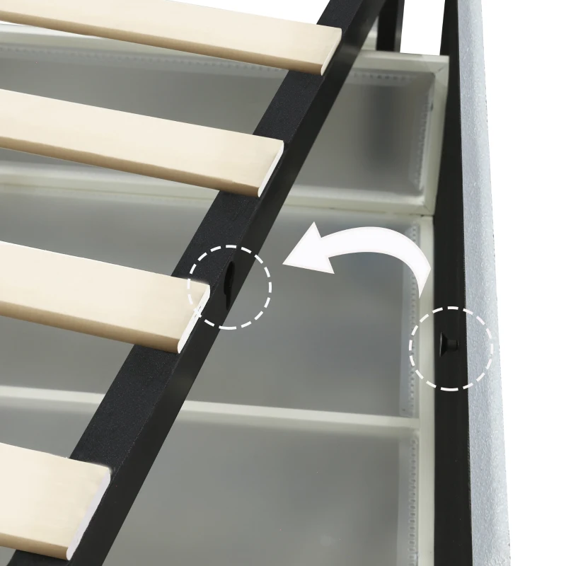 Anda Queen Size Upholstered Platform Bed Frame with 4 Storage Drawers, Tufted Headboard, Wooden Slat Support, No Box Spring Needed, 84.4″ L x 63.5″ W x 39.0″ H, Ivory