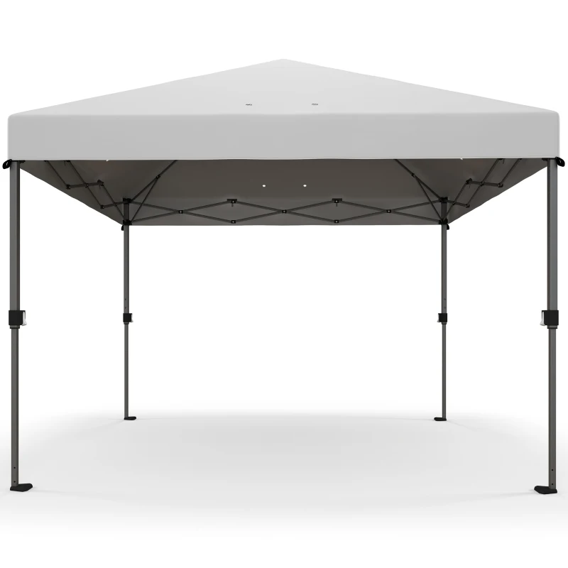 Outsunny 10x10FT Pop Up Canopy with 1-Button Push, Wheeled Bag, Stakes, Ropes, Sandbags, Height Adjustable Instant Sun Shelter
