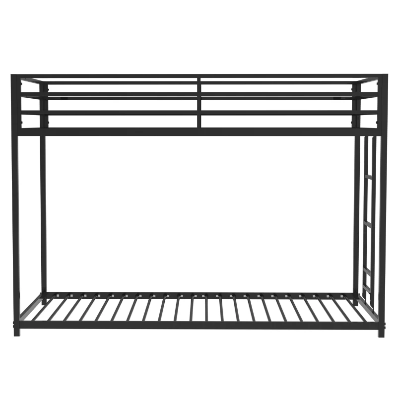 Twin over Twin Metal Bunk Bed Frame, Durable Square Tube Frame, Full-Length Guardrails, Easy Assembly, No Box Spring Needed, 76.69″ L x 40.94″ W x 54.09″ H, Black
