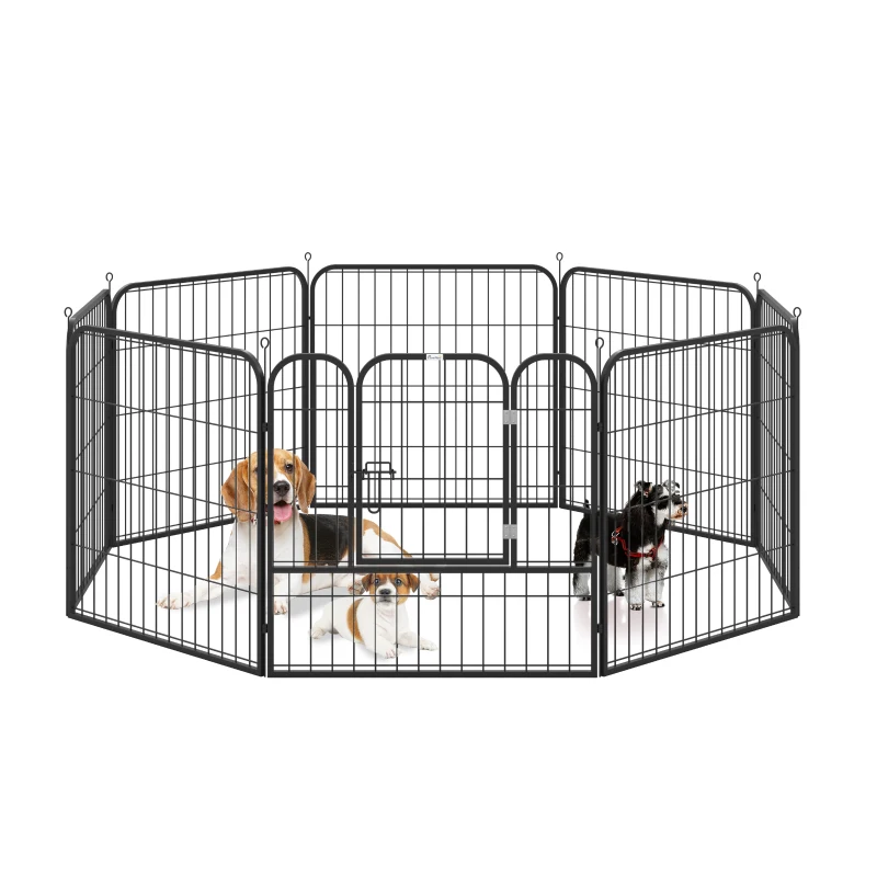 PawHut 8 Panel Pet Playpen Play Yard Fence Home DIY Heavy-Duty Metal Foldable Indoor Outdoor 31.5"H