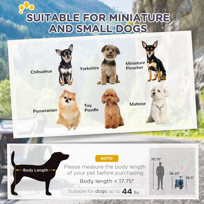 Aosom 2-in-1 Pet Bike Trailer for Small Dogs with Safety Leash, Road-Visibility Bicycle Stroller, Weather-Strong Bike Wagon Trailer Sidecar Attachment, Bicycle Wagon, Blue