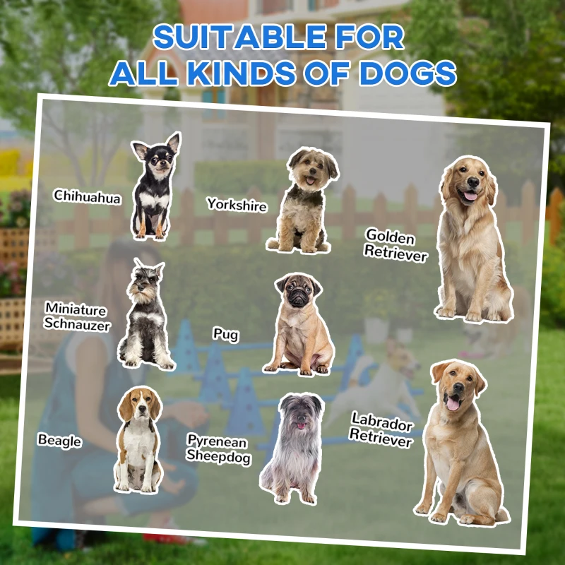 PawHut 39''L Set of 4 Dog Agility Hurdle Cone Set for Large Medium Small Size Dog, Agility Training Equipment 8 Cones 4 Rods Starter Kit with Carrying Bag, Blue