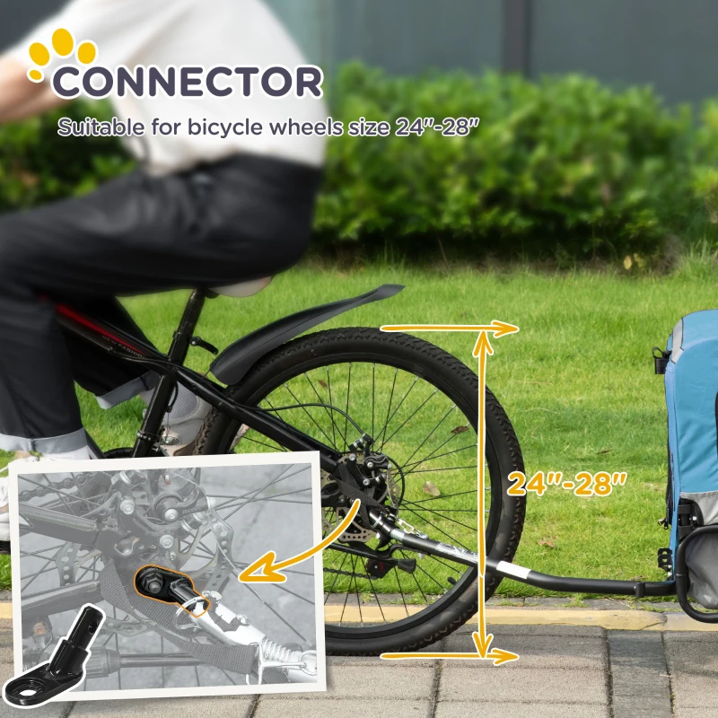 Aosom 2-in-1 Pet Bike Trailer for Small Dogs with Safety Leash, Road-Visibility Bicycle Stroller, Weather-Strong Bike Wagon Trailer Sidecar Attachment, Bicycle Wagon, Blue