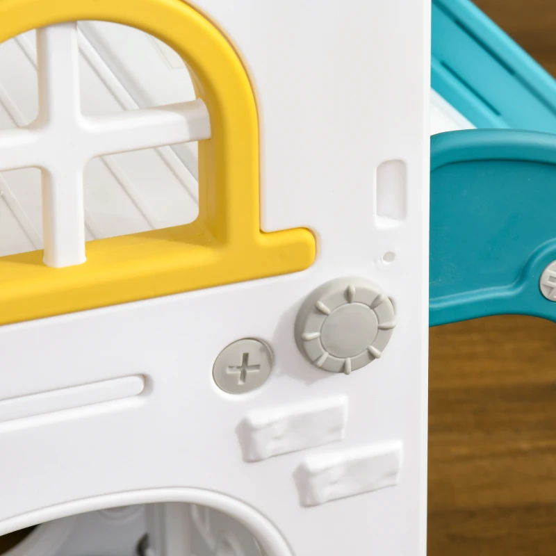 Qaba 5 in 1 Toddler Slide with Basketball Hoop, Climber, Telescope, Storage Basket, for 1-3 Years Kids Indoor Use, Yellow