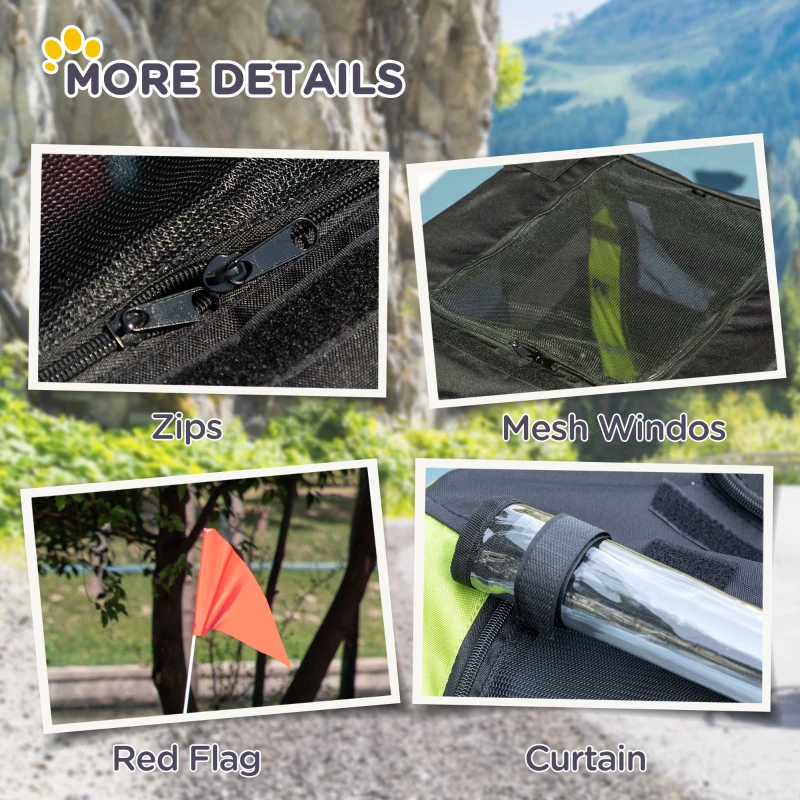 Aosom Dog Bike Trailer with Suspension System, Hitch for Medium Dogs, Pet Wagon & Dog Trailer for Bicycle with Storage Pocket, Lime Green