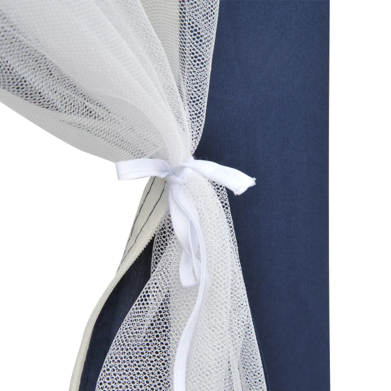 Outsunny Φ13' Hexagon Party Tent Patio Gazebo Outdoor Activity Event Canopy Quick Sun Shelter Pavilion with Netting Mesh Sidewall Blue