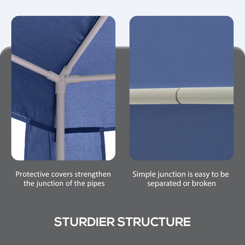 Outsunny Φ13' Hexagon Party Tent Patio Gazebo Outdoor Activity Event Canopy Quick Sun Shelter Pavilion with Netting Mesh Sidewall Blue