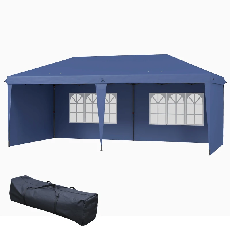 Outsunny 10'x20' Gazebo Canopy Tent - Outdoor Party Wedding Shelter with 4 Sidewalls, Waterproof, Green