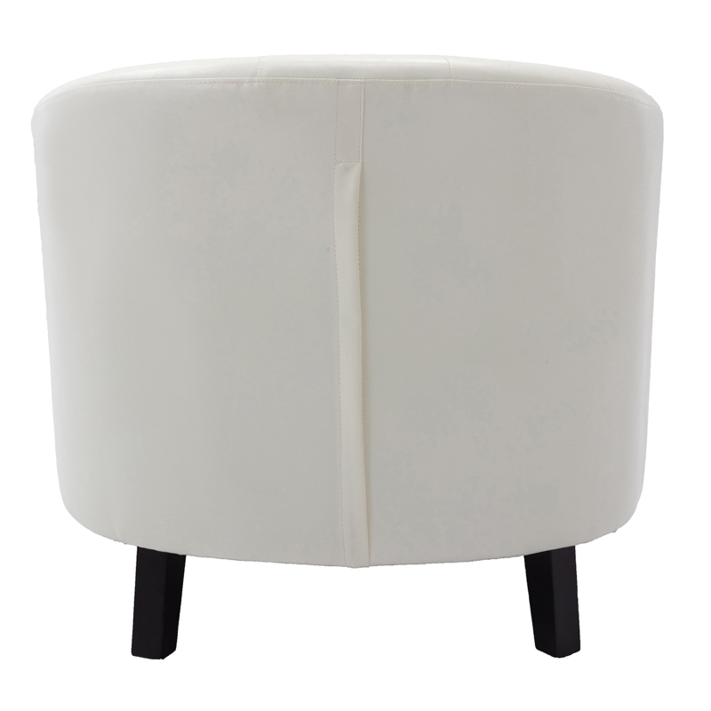 PU Leather Tufted Barrel Chair, Chesterfield-Inspired Design, Rubber Wood Legs,28.3" x 24.0" x 27.5", White