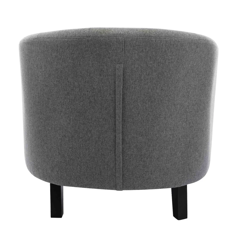 Linen Fabric Tufted Barrel Chair, Chesterfield-Inspired Tub Chair for Living Room and Bedroom, Rubber Wood Legs, Foam Fill, 28.30" x 24.00" x 27.50" , Grey
