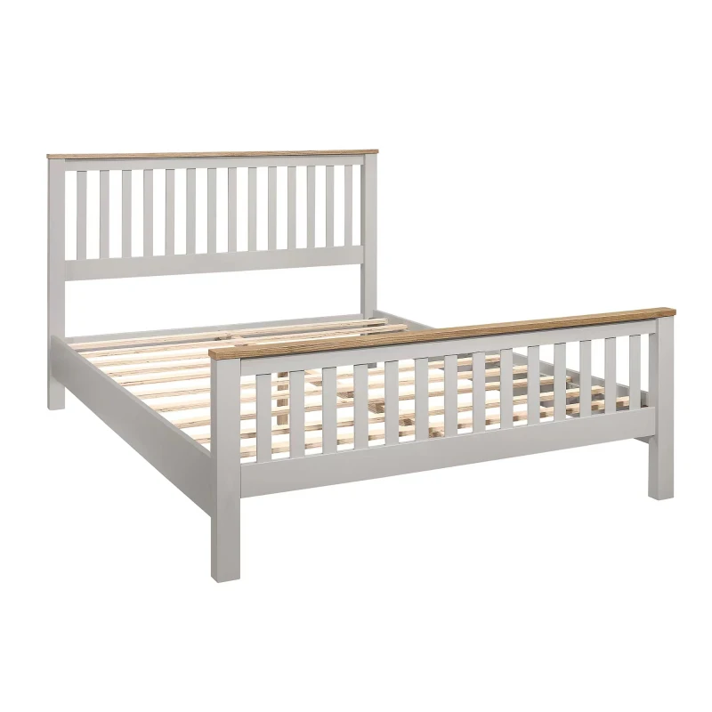 Vinsetto Country Style Solid Queen Size Platform Bed with Oak Top, No Box Spring Needed, , 500 lbs Weight Capacity, Gray