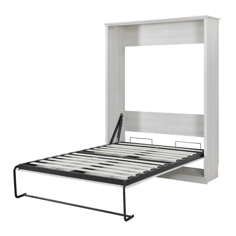 Vinsetto Full Size Murphy Wall Bed Cabinet, Space-Saving Bed with Dual Piston System, Sturdy Metal Frame, and Adjustable Mattress Support, 59.4" x 17.5" x 81.5", Rustic White