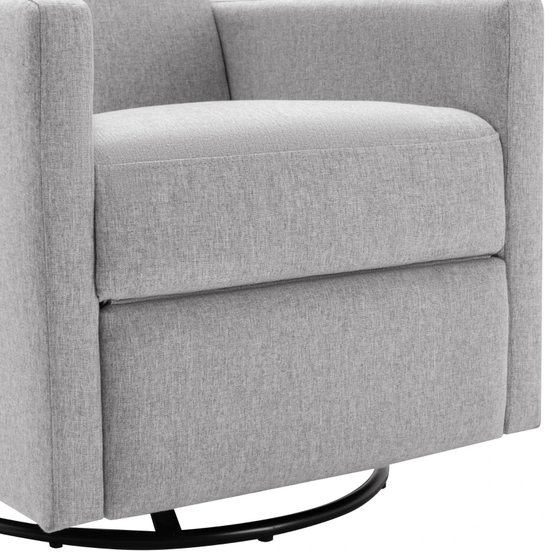 Modern Upholstered Rocker Nursery Chair, Plush Seating Glider Swivel Recliner with Adjustable Recline and Tall Backrest, 33.0" x 25.5" x 37.5", Gray