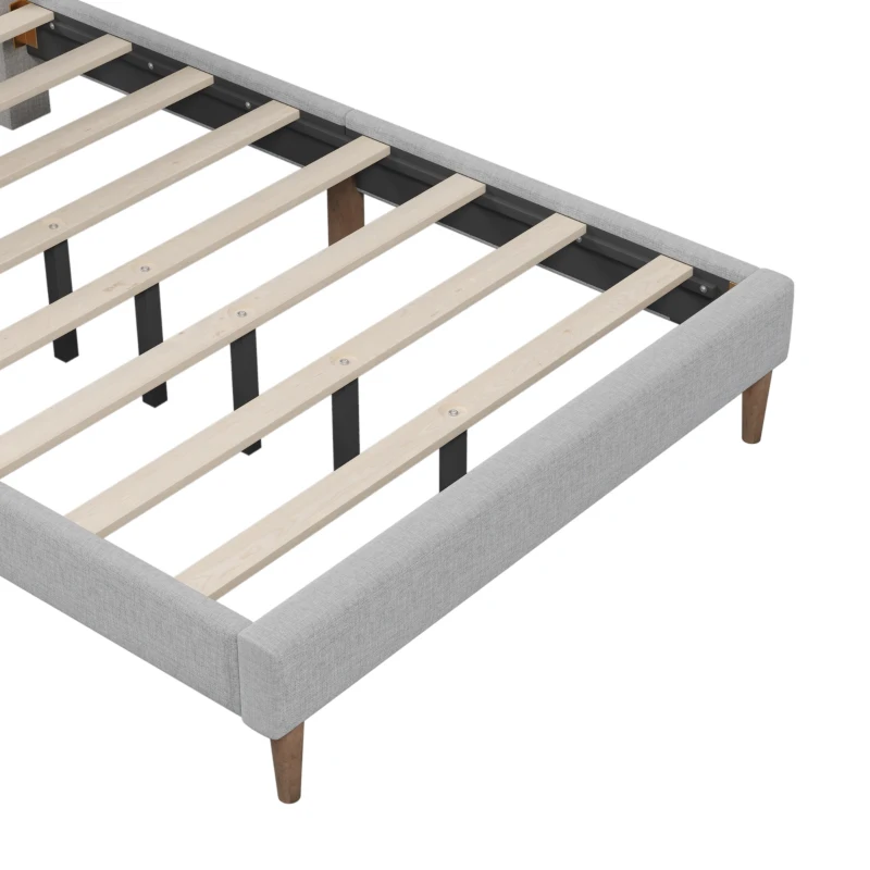Vinsetto Upholstered Platform Bed Frame with Vertical Channel Tufted Headboard, No Box Spring Needed, Full Size, Durable MDF and Solid Wood Frame, 79.5"x58.7"x45.7", Gray
