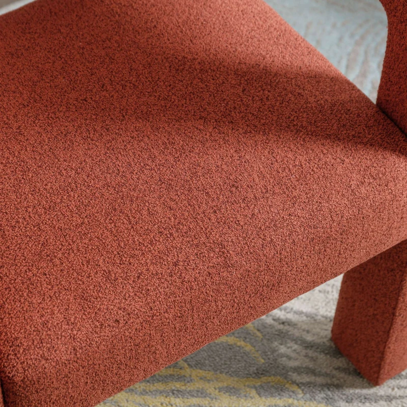 Contemporary Fabric Upholstered Accent Chair, Solid Wood Frame, Linen Upholstery, 330 lbs Weight Capacity, 24.8" x 20.9" x 30.1", Orange