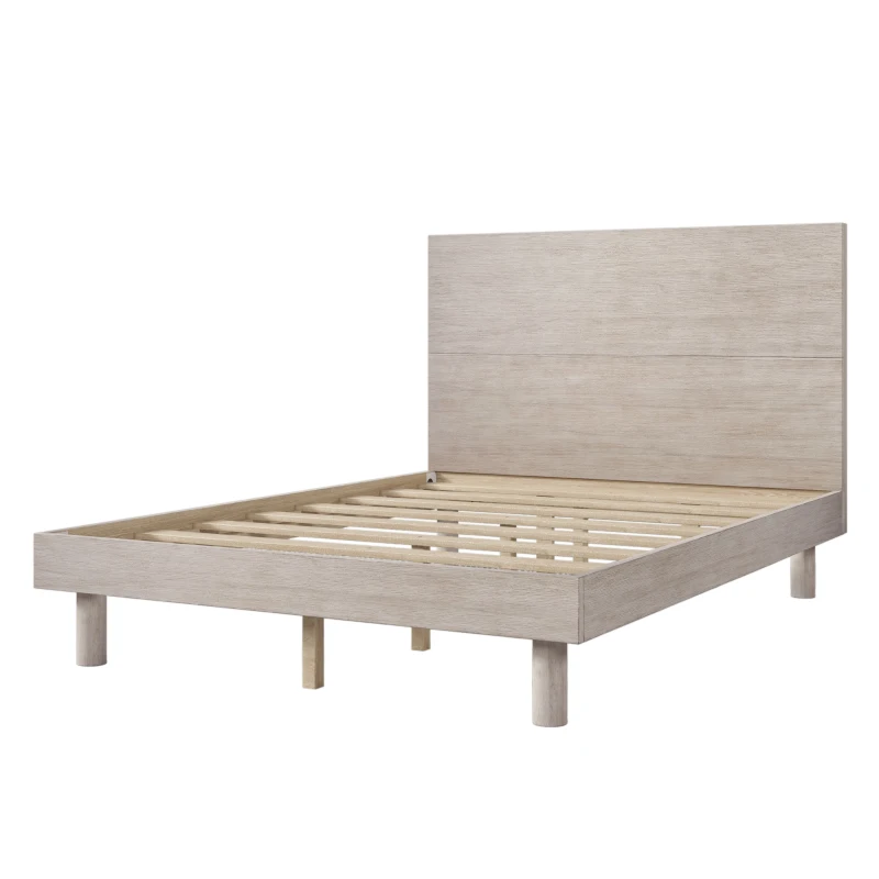 Vinsetto Modern Solid Wood Platform Bed Frame, Full Size, Minimalist Design, Easy Assembly, No Box Spring Needed, 450 lbs Weight Capacity, Stone Gray